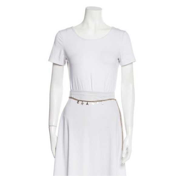 CHANEL SILVER TONE CHAIN LOGO BELT - Picture 6 of 9